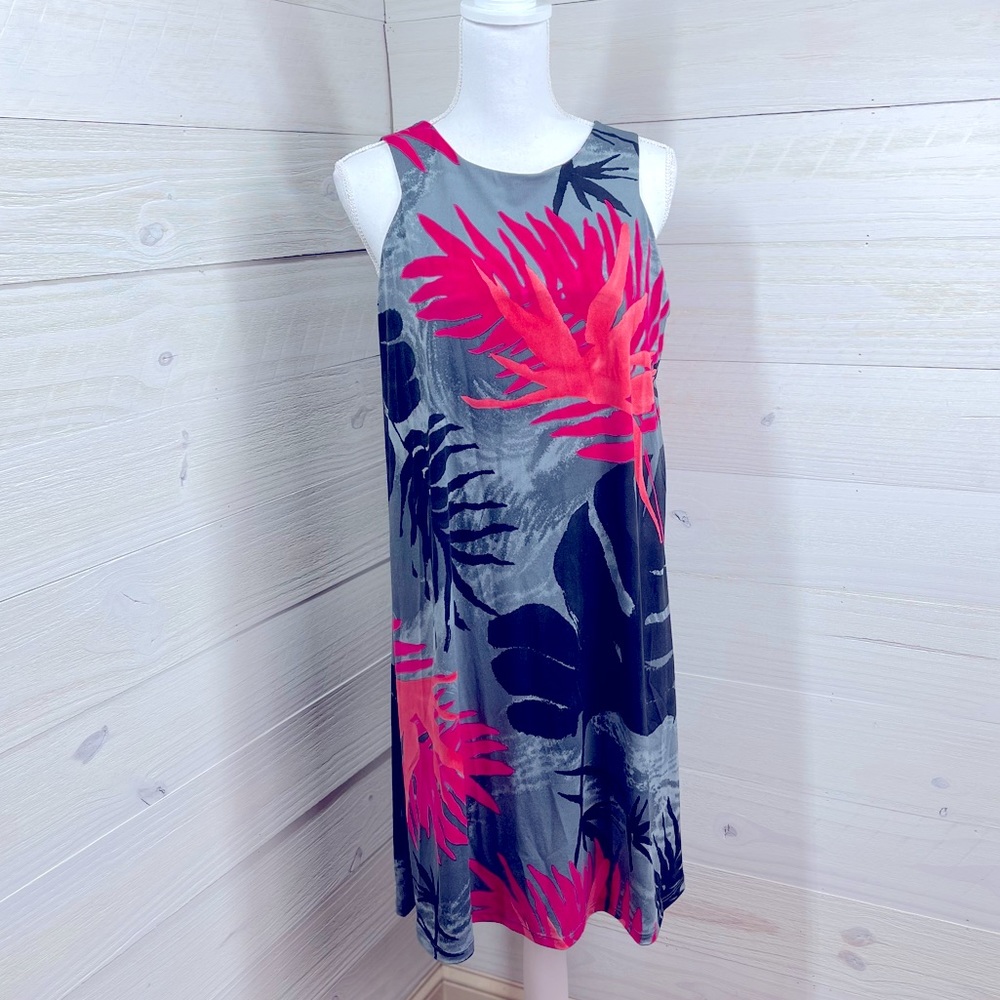 Crystal Boutique Tropical Botanical Print Dress S FREE SHIP
